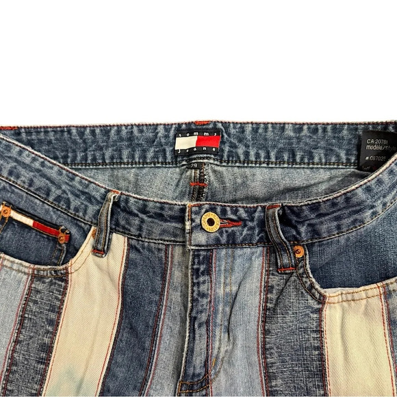 TOMMY HILFIGER SZ 29  Womeny Wide Leg Vintage Denim Striped Jeans Y2K Boho 90’s - Picture 5 of 8